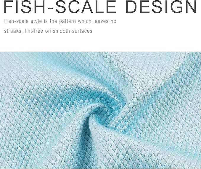 XXL Streak Free 40x50cm Glass Cleaning Cloth, Lint Free Nanoscale Microfiber Fish Scale Tower, 15.8" x 19.7" (Mix, 10 Pack)