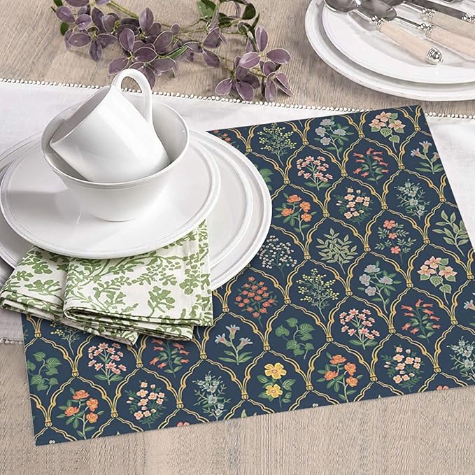 Vintage Flowers Dish Drying Mat 16x18 inches Microfiber Absorbent Fast Dry Mat for Kitchen Counter Coffee Bar Boho Floral Large Drying Mat Kitchen Decor Gifts (Vintage Flowers, 16x18 inches)