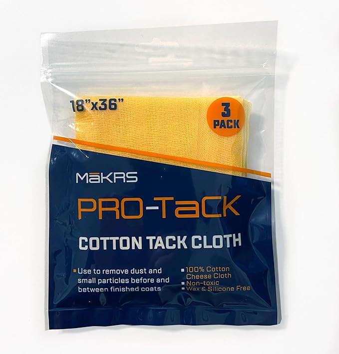 MāKRS 18" x 36" Pro-Tack Tack Cloth, 9-Pack Wood Prep Cloths, Remove and Trap Dust Particles, 100% Cotton, Staining, Varnishing, and Painting, Gentle on Surfaces