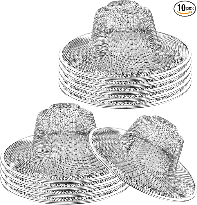 10pcs Mesh Sink Strainer, 4.5" Diameter Stainless Steel Slop Basket Filter Trap, Metal Kitchen Drain Strainer, Hair Basket Drain - Fits Most Kitchen Sinks, Bathroom Sinks,Shower Drains,Floor Drain