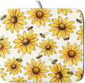 Spring Summer Sunflower Bee Dish Drying Mat of Kitchen Counter 16×18 Inch Floral Drainer Pad Flower Dish Rack Pad Drainer Mat Washable Absorbent Reversible Microfiber for Coffee Bar