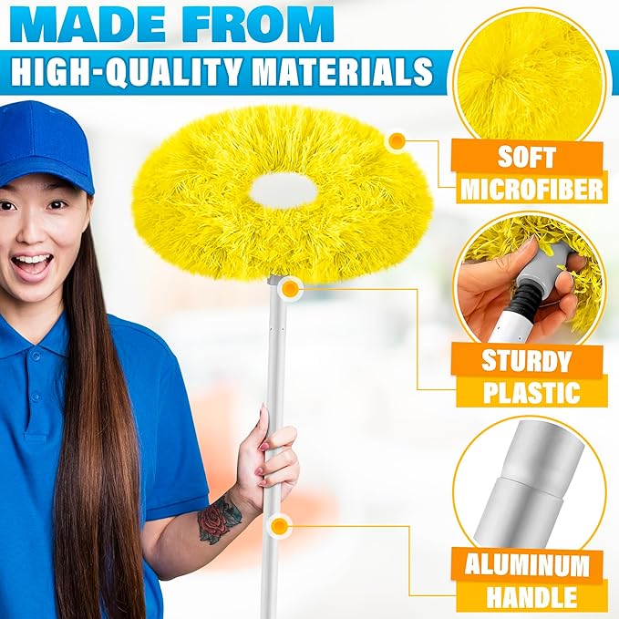 Ceiling Fan Duster Tool - Ceiling Fan Cleaner Duster or Effortless Dust Removal, Adjustable Length (up to 50 Inch Ergonomic Handle), Easy to Use and Store, Durable and Lightweight Microfiber