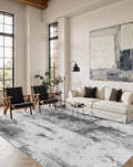 3x5 Indoor Entryway Rug, Modern Abstract Washable Grey Rug, Boho Non Slip Throw Carpet for Bedroom Bedside, Kitchen, Bathroom, Entry and Living Room - Grey White