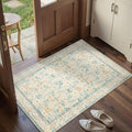 Door Mat Floral Entryway Rug, Washable Samll 2x3 Rug, Boho Beige Front Door Mat, Non Slip Area Rugs, Low Pile Throw Accent Carpet for Indoor Entrance, Bathroom and Kitchen(Beige 2x3ft)