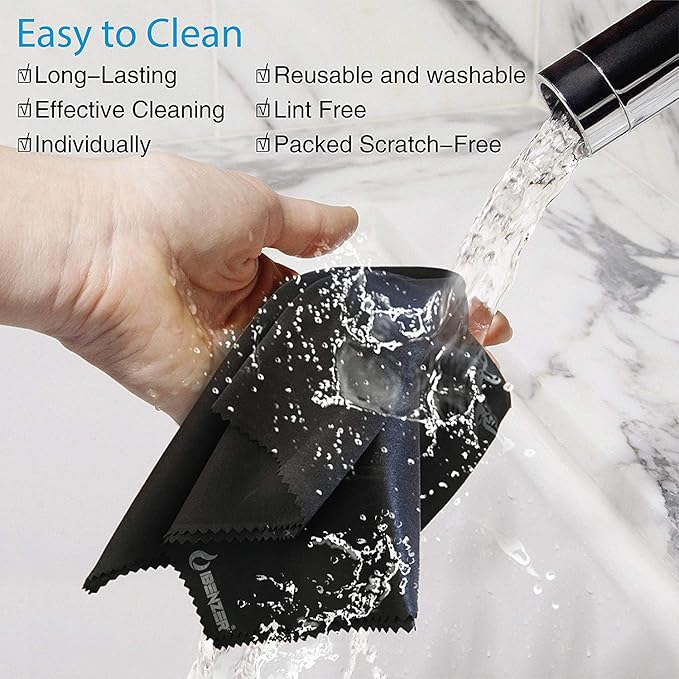IBENZER Microfiber Cleaning Cloths for Electronics – Micro Fiber Camera Lens Cleaning Cloth, Glasses, Screens, Eyeglasses, iPad, iPhone, Cell Phone, LCD TV Screens and More, MF01S-6P-A