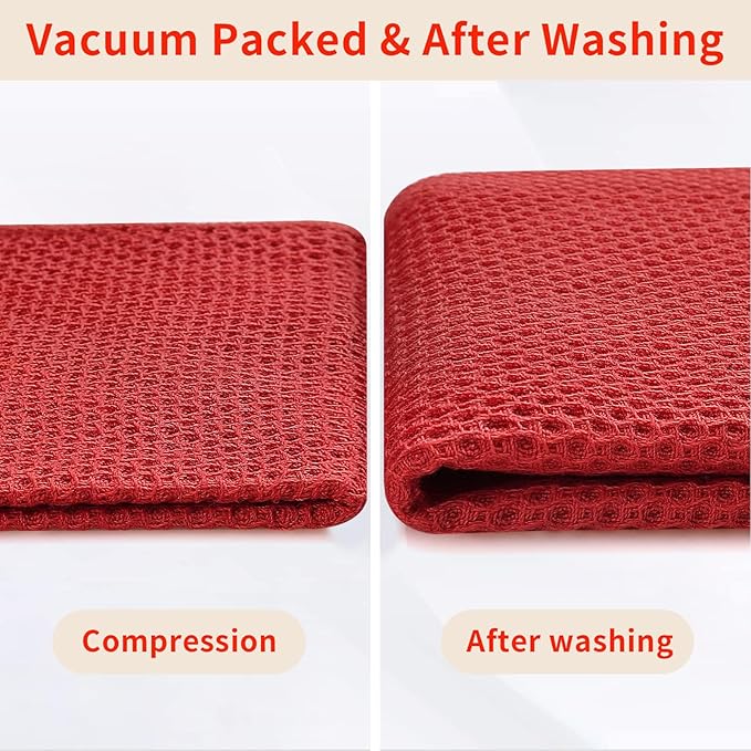 Homaxy 100% Cotton Waffle Weave Kitchen Dish Cloths, 4-Pack Ultra Soft Absorbent Dish Towels, Quick Drying Dish Rags, 12 x 12 Inches, Brick Red