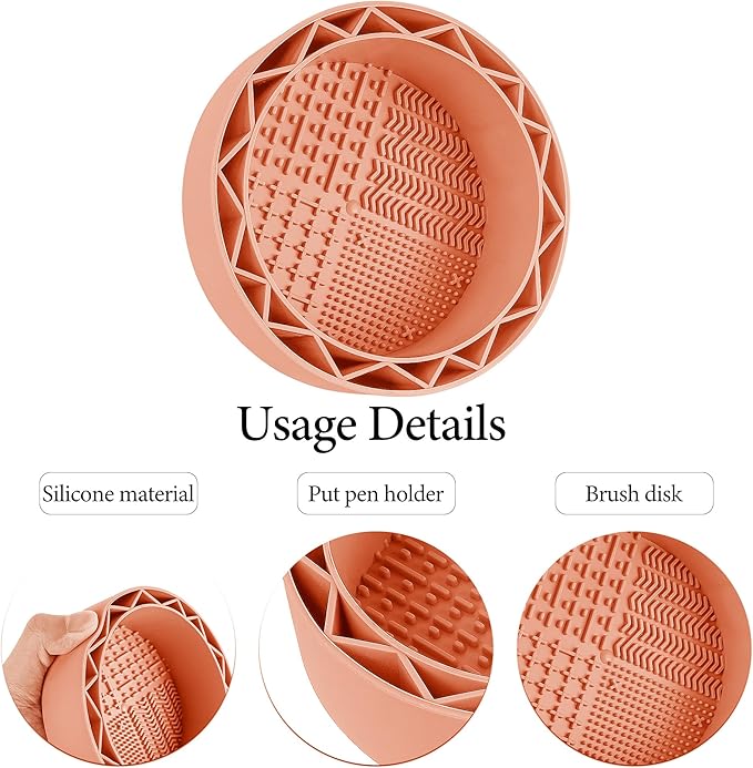 Pen Brush Washer, Watercolor Brush Cleaner, Silicone Brushs Bowl Clean, Brushs Holder Cleaner, Watercolor Painting Water Cup for Acrylic Oil Painti (1Pcs Orange)