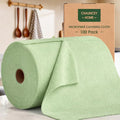 Microfiber Cleaning Cloth Roll - 100 Pack Tear Away Microfiber Paper Towels, Reusable, Washable, Scratch-Free, Kitchen Towels for Car, Home, Kitchen, Glass, Dishes(Bean Green)