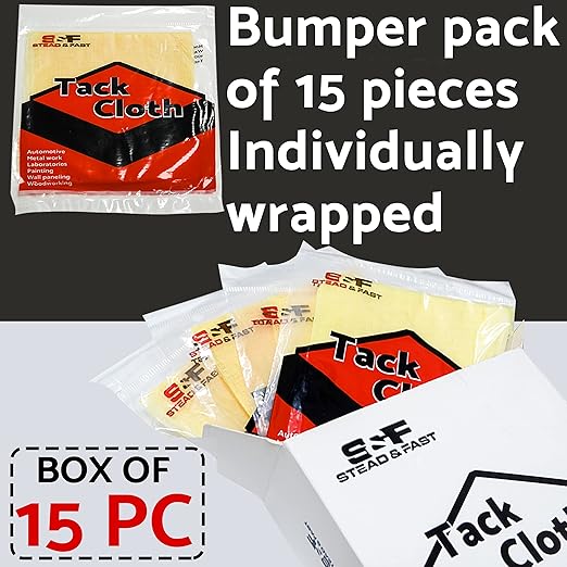 S&F STEAD & FAST Tack Cloth for Painting, 15-pc Premium Tack Cloths for Removing Dust from Woodworking, Tac Cloths/Tack Rag Bulk Set, 18"x36", Tack Rags for Staining, Automotive