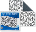 Quick Cloth Microfiber Glasses Cleaning Cloths – 8x8, Paisley White, 1 Pack with Case | Double-Sided Lens Cleaner for Eyeglasses, Camera, Screens & Glass | Reusable Microfiber Glass Polishing Cloths