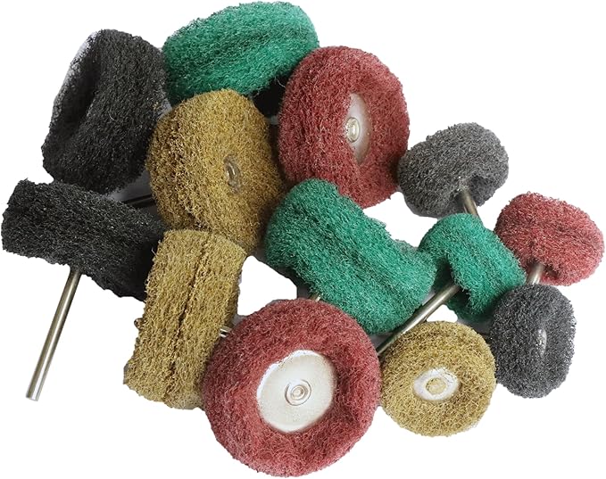 58PCS Abrasive Buffing Polishing Wheel Set for Rotary Tools,Scouring pad Mini Brush Polishing kit with 3mm Shank,Power-Operated Abrasive Wheels(Mix 58pcs)