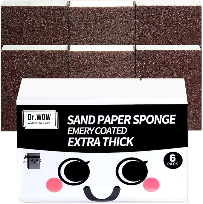 Carborundum Heavy Duty Scouring Sponges - Fiberglass-Free Nano Rust Eraser for Pots, Pans, Grill, Oven Racks & Sink Stains (1'' 6Ct (Pack of 1))