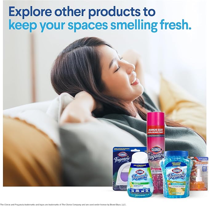 Clorox Fraganzia Stick-On Gel Fresheners, Lavender with Eucalyptus Trash Can Deodorizer Up to 30 Days Scent, Odor Absorber for Kitchen, Bathroom, Closet, No Plug or Batteries, 0.12 Fl Oz, 6 Count