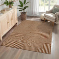 Washable Rug 4x6 Area Rugs for Living Room, Abstract Rug for Bedroom, Soft Rainbow Non Slip Throw Rugs with Rubber Back, Low Pile Stain Resistant Boho Geometric Carpet for Dining Room, Copper