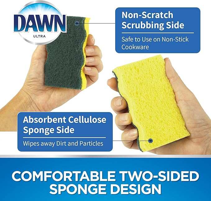 Dawn Heavy Duty Kitchen Dish Sponges, Green/Yellow (Pack of 6)
