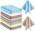 9 Pieces Fish Scale Cloth Microfiber Cleaning Nanoscale Glass Cleaning Cloth Wave Pattern Fish Scale Rag for Washing Windows, Mirrors and More (Basic Colors)