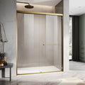 60" W x 72" H Double Sliding Frame Shower Door with 5/16" Clear Tempered Glass,Stainless Steel Roller Brackets,Waterproof Threshold Track,Easy-Cleaning Coating & Towel Bar/Knob, Satin Brass