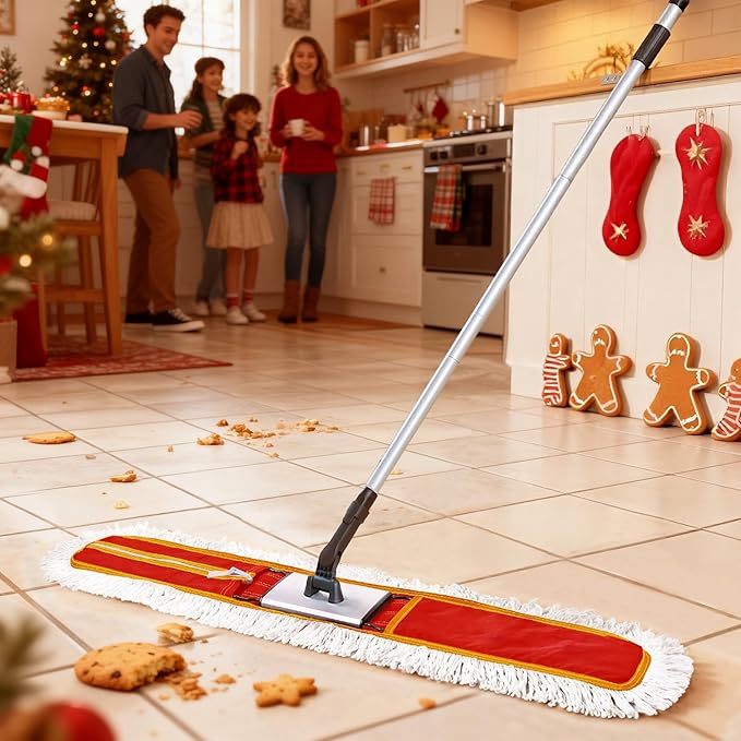Heavy-Duty 36" Commercial Dust Mop & Floor Sweeper - Extra Wide Wet/Dry Hardwood Floor Cleaner with 59" Long Handle, Washable Microfiber and Oxford Mop Pad