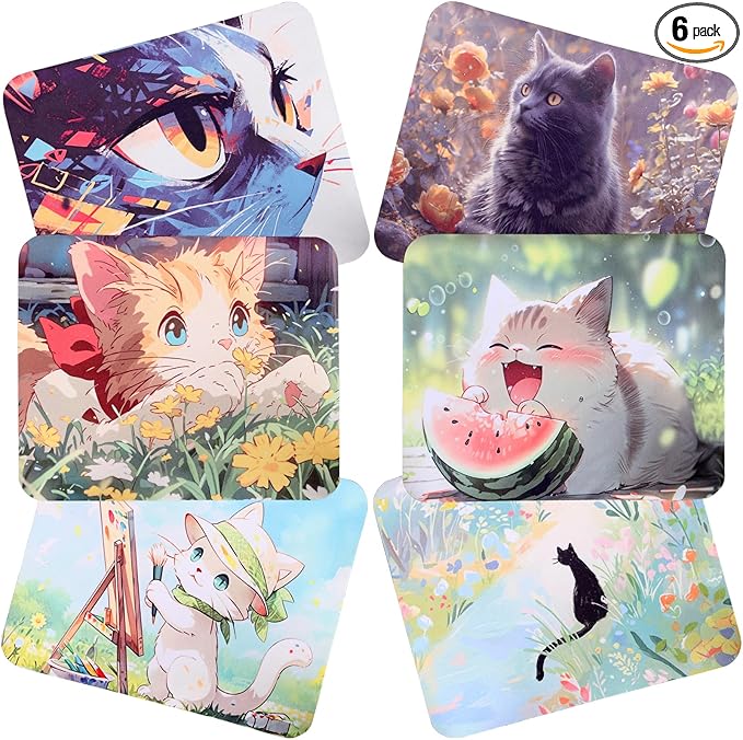 6Pcs Cute Kittys devise Premium Microfiber Cleaning Cloths,for Cameras Lenses,Glasses,Eyeglasses,Jewelry,Crystal,ipad,Screens&More