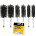 Quadruple Wire Twist Professional ID Copper Tube Pipe Cleaner for Fittings 6pcs, 1/2" 3/4" 1" Pipe Cleaning Brush Set, Stainless Steel Wire Bore Brushes for Power Drill, 1/4 Inch Hex Shank