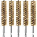 Geiserailie Bore Brush Bristles Wire Brush for Power Drill Cleaning Wire with Hex Shank Handle for Power Drill Cleaning(5 Pieces,Copper)