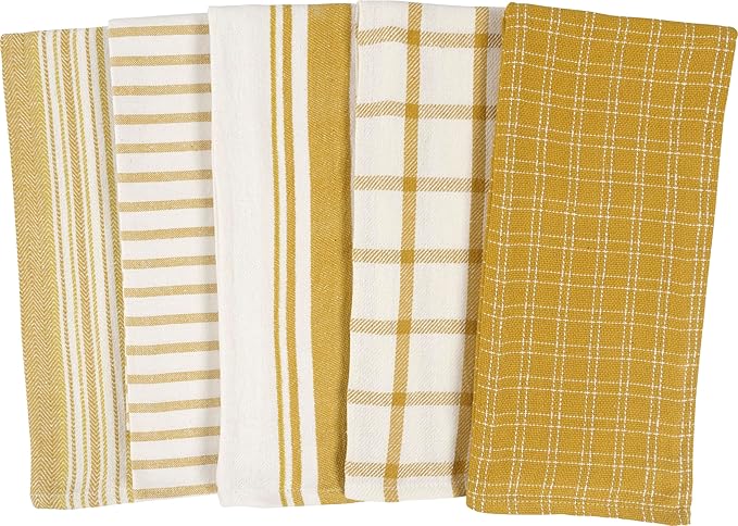KAF Home Assorted Flat Kitchen Towels | 100% Cotton - 18 x 28 inches | Ultra Absorbent Soft Kitchen Tea Towels | Perfect for Cooking, Cleaning, and Drying Hands (Honey, 18 x 28-10 Pack)