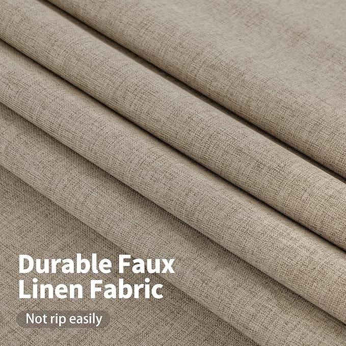 YoungsTex Taupe Linen 100% Blackout Curtains for Bedroom 80 Inches Long, Tan Thermal Insulated Drapes with Grommet Room Darkening for Living Room, 2 Panels, 52 X 80 Inch