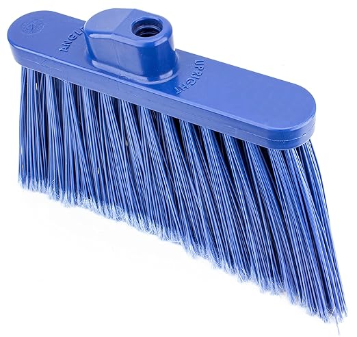 SPARTA Plastic Broom Head, Angled, Flagged for Small Debris Indoor, Outdoor, Home, Restaurant, Lobby, Office, 12 Inches, Blue
