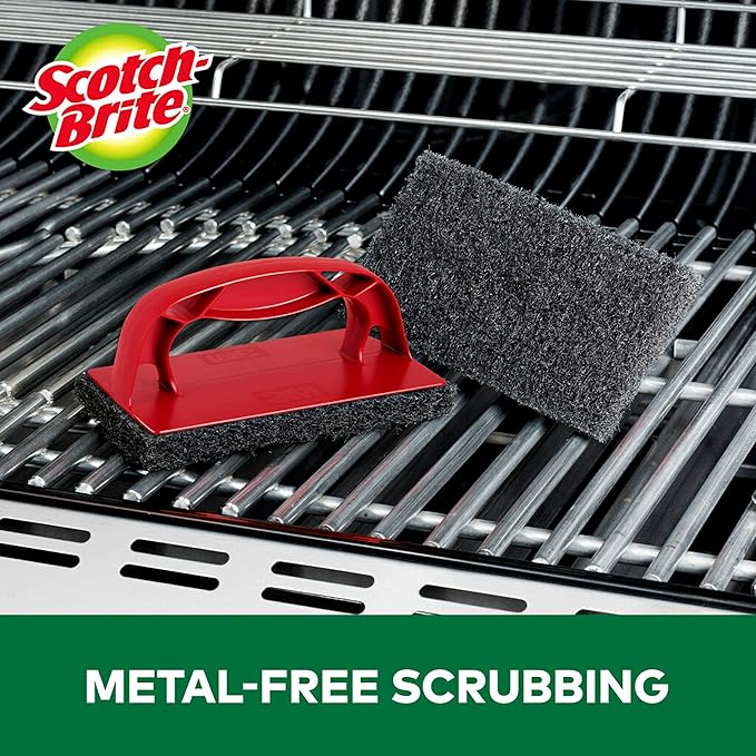 Scotch-Brite Heavy Duty Outdoor Scrubber, Ideal for Concrete, Patio Bricks, BBQ Tools and Charcoal and Gas Grills