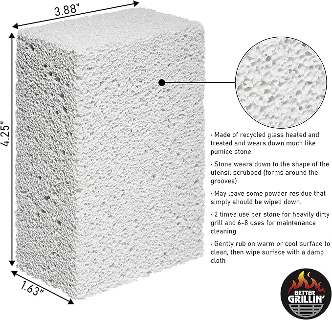 Better Grillin Scrubbin Stone Grill Cleaner-Scouring Brick/Barbecue Grill Brush/Barbecue Cleaner for BBQ, Griddle, 4pk