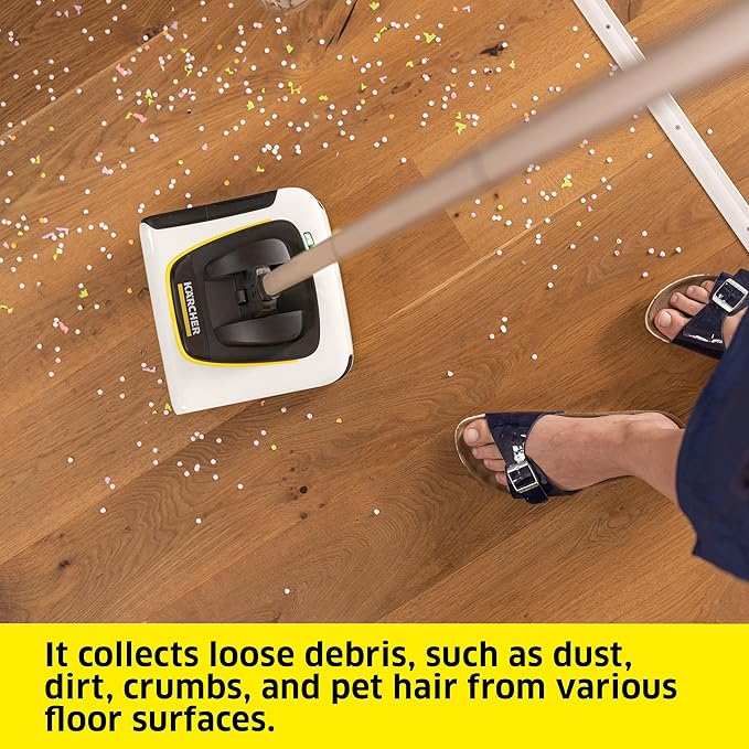 Kärcher KB 5 Electric Floor Sweeper Broom, for Carpets, Hardwood Floors and Tiles, Lightweight and Cordless, Ideal for Fur, Hair, Dirt & Dust - White