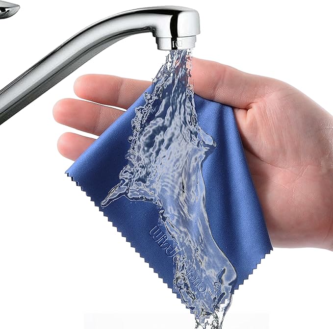 Wisdompro 8-Pack 6x7 Inches Microfiber Cleaning Cloth for Camera Lens, Glasses, Phone, iPhone, iPad, Tablet, Laptop, LCD TV, Computer Screen, Monitor and Other Electronics Device - Blue