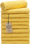 Textila Bar Mop Towels 12x12 Inch – Lemon Yellow – Pack of 10 - Cotton Dish Cloths & Cleaning Towels for Kitchen, Bar, Restaurant, Household Use – Absorbent, Durable, Reusable