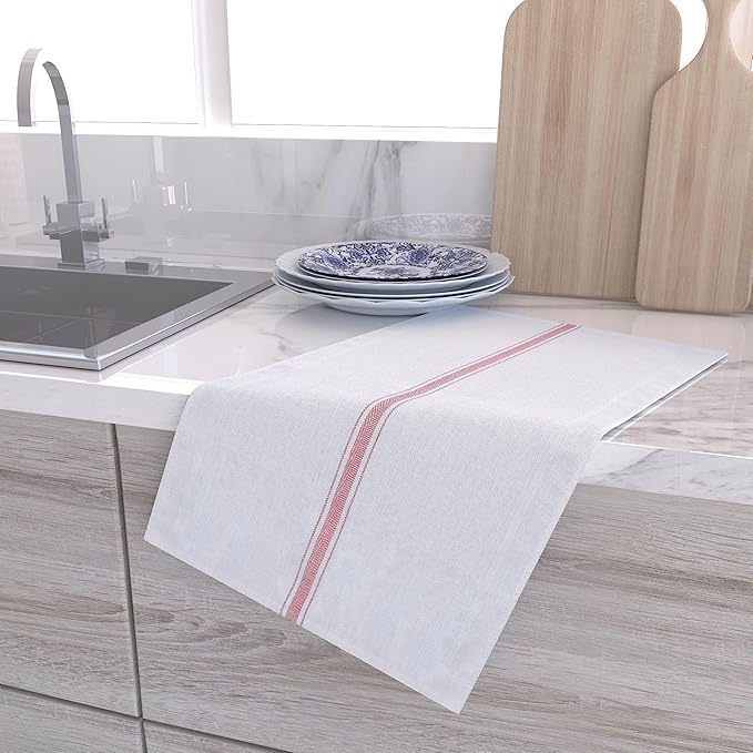 RIVERSTREAM Dish Towels - (Red, 15-Pack) 100% Cotton, 14 x 25 Inches, Super Absorbent, Reusable Cleaning Kitchen Dish Towels Set