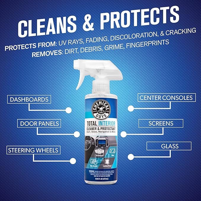 Chemical Guys Car Detailing Kit, Car Cleaning Kit with Total Interior Cleaner & Protectant, Sprayable Wheel Cleaner, Car Wash Soap, Bucket, Brushes, and Detailing Accessories - 17 Piece Wash Kit