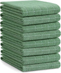 Homaxy 100% Cotton Terry Kitchen Towels(Grass Green, 20 x 28 inches), Checkered Designed, Soft and Super Absorbent Dish Towels, Large 8 Pack