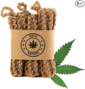 Natural Hemp Sponges for Dishes - Biodegradable Scrubber for dishwashing -Organic Reusable Unsponges Hand Knitted- Eco Friendly 100%-Compostable Set of 3