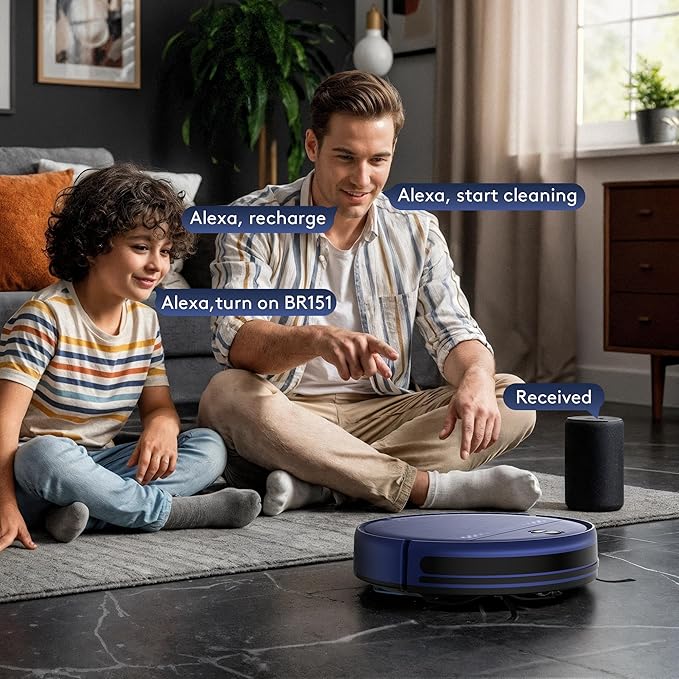 Robot Vacuum and Mop Combo, 2 in 1 Robotic Vacuum Cleaner for Pet Hair, Low Profile Automatic Vacuum Cleaner for Hard Floor and Carpet with App/Voice/Remote Control, Anti-Fall/Anti-Bump, Auto Recharge