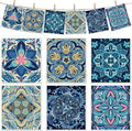 6 Packs Swedish Paper Cloths for Kitchen, Reusable Paper Towels Washable Dish Rags, Highly Absorbent Kitchen Towels Quick Drying Swedish Sponge Cleaning Dish Cloths(Blue Retro Floral)