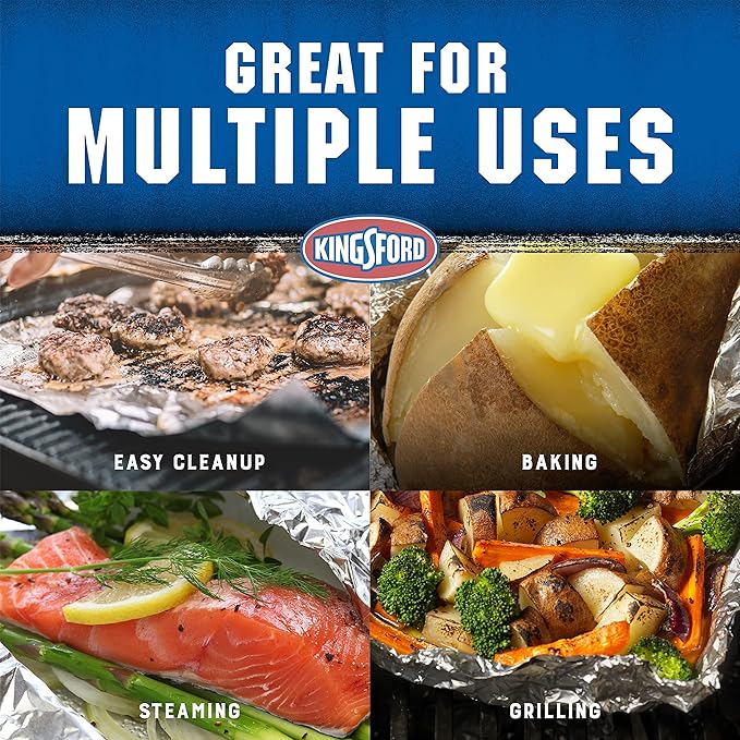 Kingsford Heavy Duty Pop-Up Grilling Foil Sheets, 50 Count | Pre-Cut Aluminum Baking Sheets | No Cutting or Tearing Necessary (Pack of 2)
