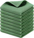 Kitinjoy 100% Cotton Kitchen Dish Cloths (12 X 12 Inches, Grass Green), 8 Pack Waffle Weave Ultra Soft Absorbent Dish Towels for Drying Dishes Quick Drying Kitchen Towels Dish Rags