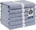 Lane Linen Kitchen Towel Set, 6 Pack 100% Cotton Hand Towels For Kitchen, Dish Towels For Drying Dishes, Lint Free, 14"x25", Good For Cleaning Windows, Ceramic Surface, Glass Stovetops - Blue Chambray