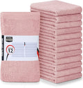 Utopia Towels Kitchen Bar Mops, Pack of 12, 16 by 19 Inches, 100% Cotton Super Absorbent Dusty Pink Towels, Multi-Purpose Cleaning Towels for Home and Kitchen Bars