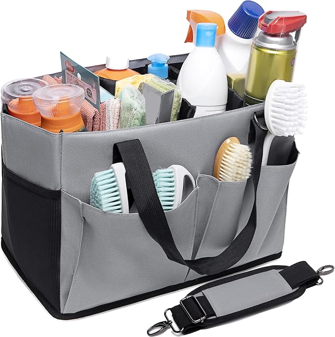 Cleaning Caddy with Handle and Shoulder Strap Organizer for Cleaning Supplies