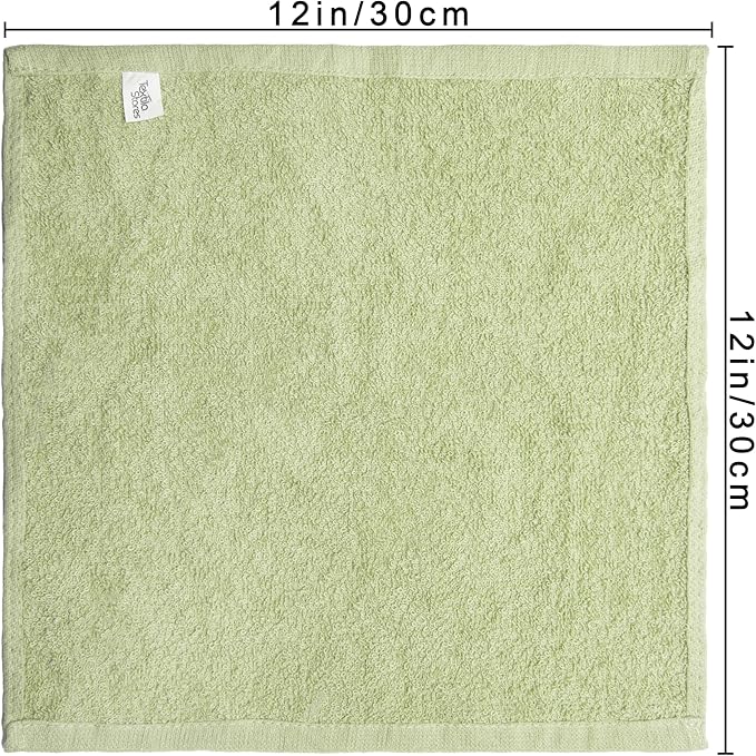 Basic Wash Cloths 12x12 Inches – Pack of 12 – Sage Green Color – Soft and Absorbent Multipurpose Cotton Washcloths for Bathroom, Spa, Gym, Salon, Hotel, and Everyday Use