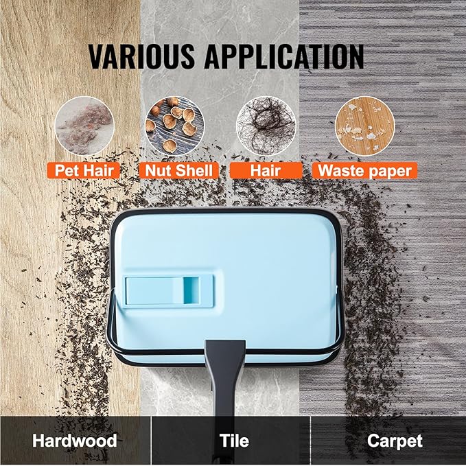 Happybuy Blue Manual Carpet Sweeper: A Compact Cleaning Powerhouse. Boasting a 300 - ml dustbin and a 6.7 - inch Cleaning Width, This Sweeper is Your go - to Solution for Keeping Home