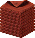 Kitinjoy 100% Cotton Kitchen Dish Cloths (12 X 12 Inches, Rust), 8 Pack Waffle Weave Ultra Soft Absorbent Dish Towels for Drying Dishes Quick Drying Kitchen Towels Dish Rags