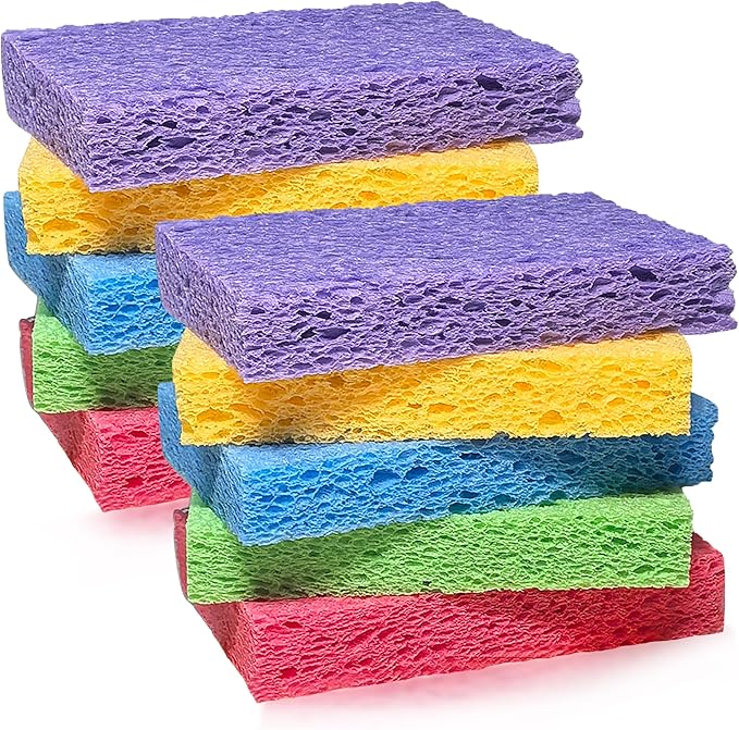 Cellulose Sponges for Dish,Heavy Duty Scrub Kitchen Sponge,Messes Without Scratching Sponges Kitchen,Pop Up Eco Sponges,DIY(10Pack)