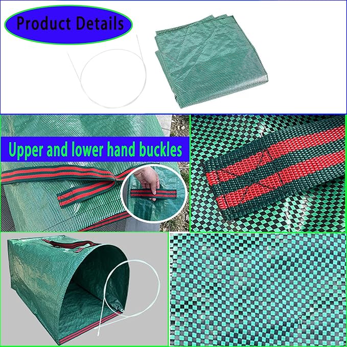 72-Gallon Large Yard Waste Bags, Large Yard Dustpan-Type Lawn and Leaf Bags, Reusable Garden Bags for Leaves, Debris, Grass, Clippings, Lawn Trash