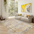 5x7 Area Rugs for Bedroom Living Room,Non-Slip Washable Modern Neutral Abstract Rugs for Dining Room, Foldable Thin Indoor Carpet Stain Resistant(Beige Gold)